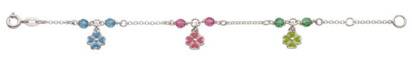 Charm weiss mit eingehängten Kleeblättern und Plastikböxchen, 1.7 mm