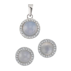 Ohrstecker und Anhänger m. Calcedon